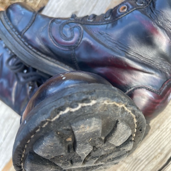 John Fluevog Oxblood Leather Vintage Lace Up Boots - Picture 7 of 11